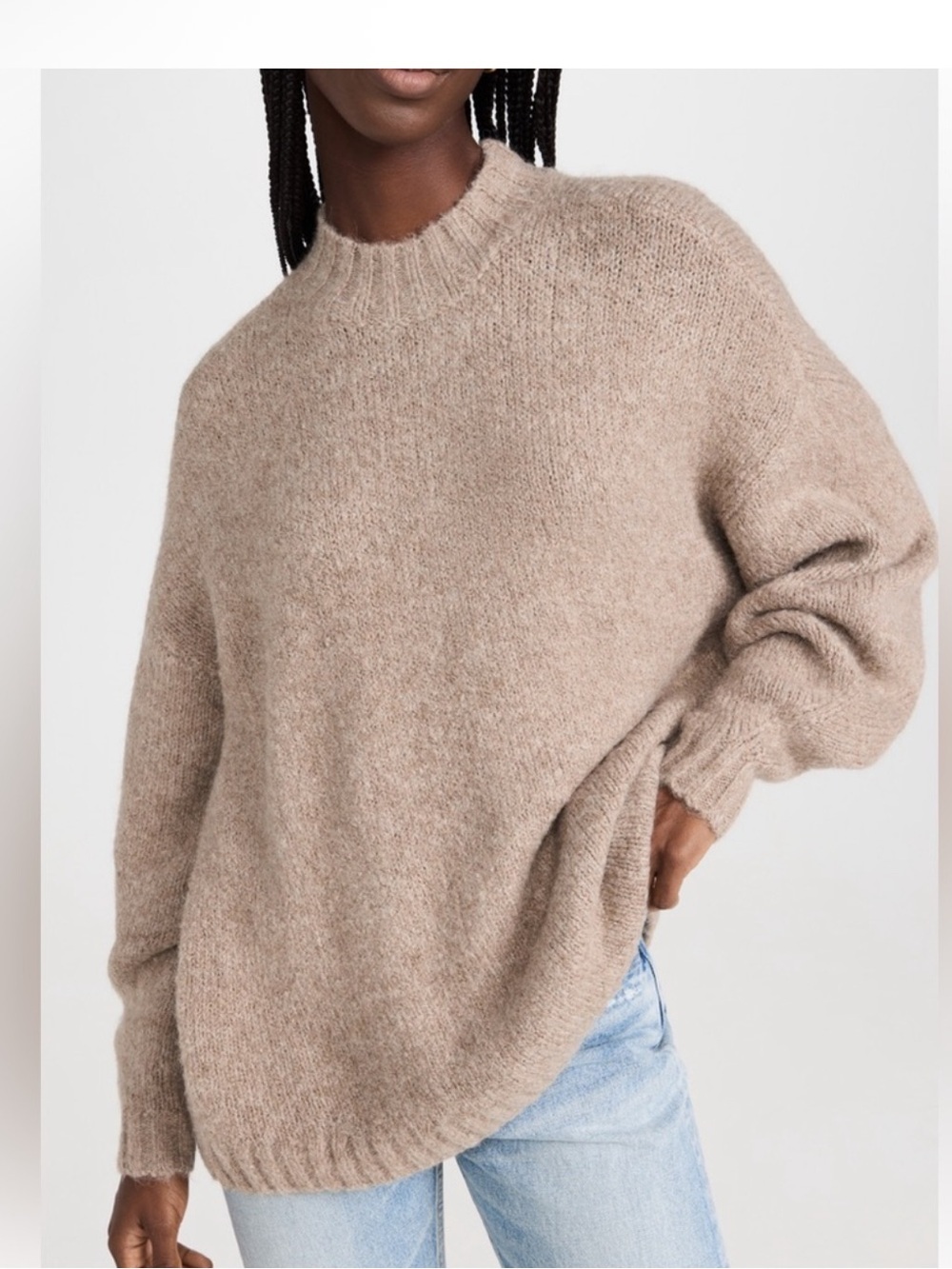Pistola Carlen Mock Neck Oversized Sweater Taupe size small wool blend NWT